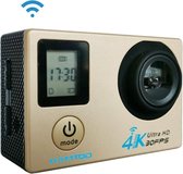 HAMTOD H12 UHD 4K WiFi-sportcamera met waterdichte behuizing, Generalplus 4247, 0,66 inch + 2,0 inch LCD-scherm, 170 graden groothoeklens (goud)