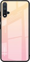 Voor Huawei Nova 5 / Nova 5 Pro Gradient Color Glass Case (Geel)