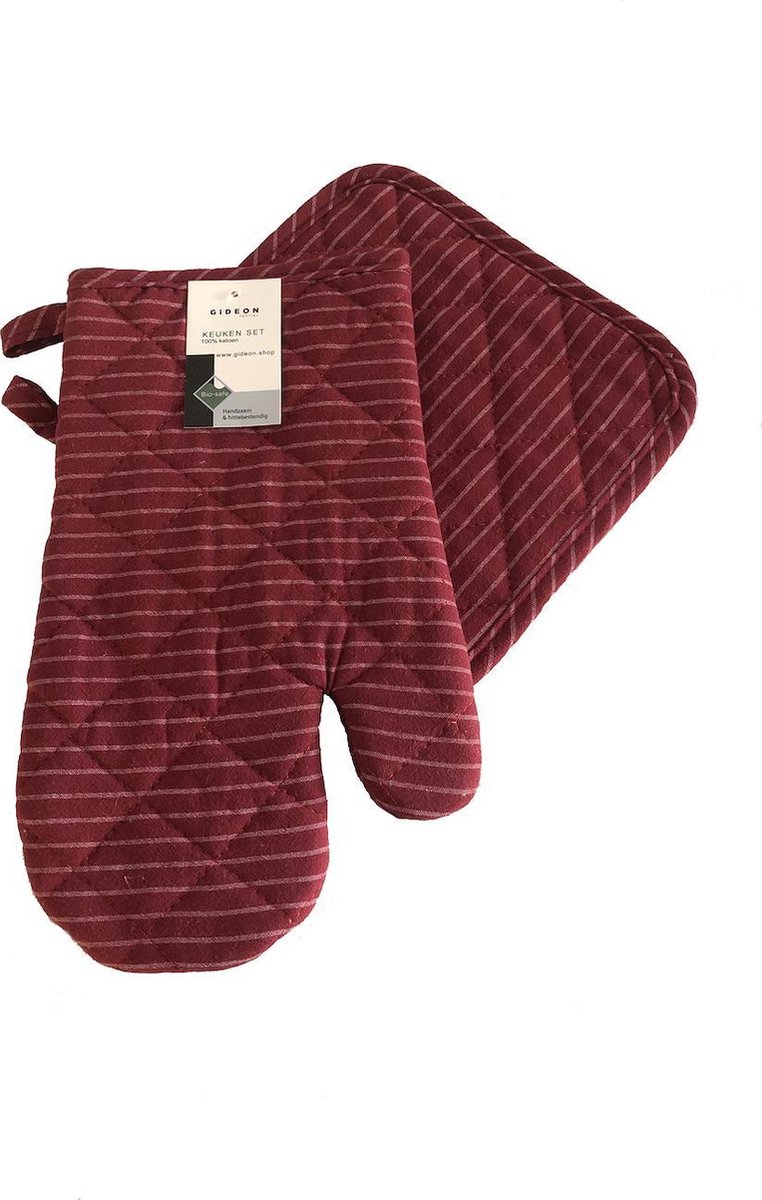 Ovenwant & pannenlap – 100% Katoen – Handzaam - Rood - GIDEON textiel