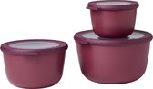 Mepal - Multikom Cirqula 3-delige set (500 + 1000 + 2000 ml) - Mag in de vriezer, magnetron en vaatwasser – Nordic berry – Meal prep bakjes - Bewaardozen met deksel