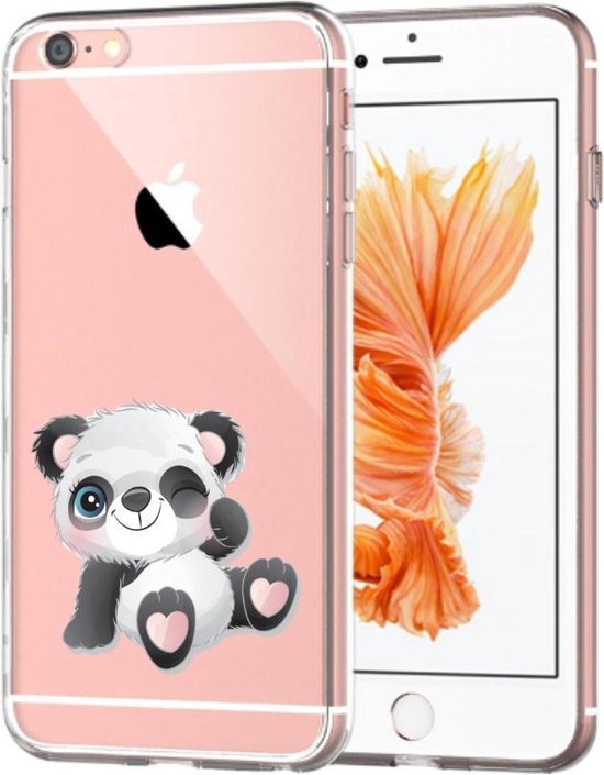 schouder Anders Wordt erger Apple Iphone 6 Plus / 6S Plus Transparant siliconen hoesje panda met een  knipoog | bol.com