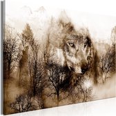 Schilderijen Op Canvas - Schilderij - Mountain Predator (1 Part) Wide Brown 90x60 - Artgeist Schilderij