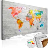 Schilderijen Op Canvas - Afbeelding op kurk - Multicolored Travels [Cork Map] 90x60 - Artgeist Schilderij