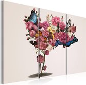 Schilderijen Op Canvas - Schilderij - Vlinders, bloemen en carnaval 90x60 - Artgeist Schilderij