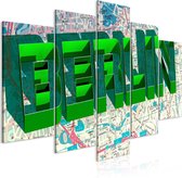 Schilderijen Op Canvas - Schilderij - Green Berlin (5 Parts) Wide 100x50 - Artgeist Schilderij