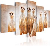 Schilderijen Op Canvas - Schilderij - Family of meerkats 200x100 - Artgeist Schilderij