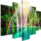 Schilderijen Op Canvas - Schilderij - Rainbow Time (5 Parts) Wide 225x100 - Artgeist Schilderij