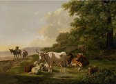 Canvas Schilderij Landschap met vee