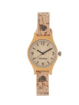 Dames horloge bamboe hout | VEGAN SMALL kurk streep | TiMEBOO ®