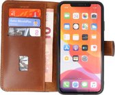 Bestcases Handmade Leer Booktype Telefoonhoesje voor iPhone Xs Max Bruin