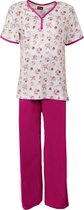 Medaillon Dames Pyjama korte mouw gebloemd Fuchsia rood MEPYD1106B - Maten: XL