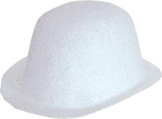 Chapeau melon pailleté blanc - Plastique | bol.com