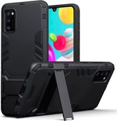 Samsung Galaxy A41 hoesje, Dubbel gelaagde pantser case met standaard, Zwart | GSM Hoesje / Telefoonhoesje Geschikt Voor: Samsung Galaxy A41