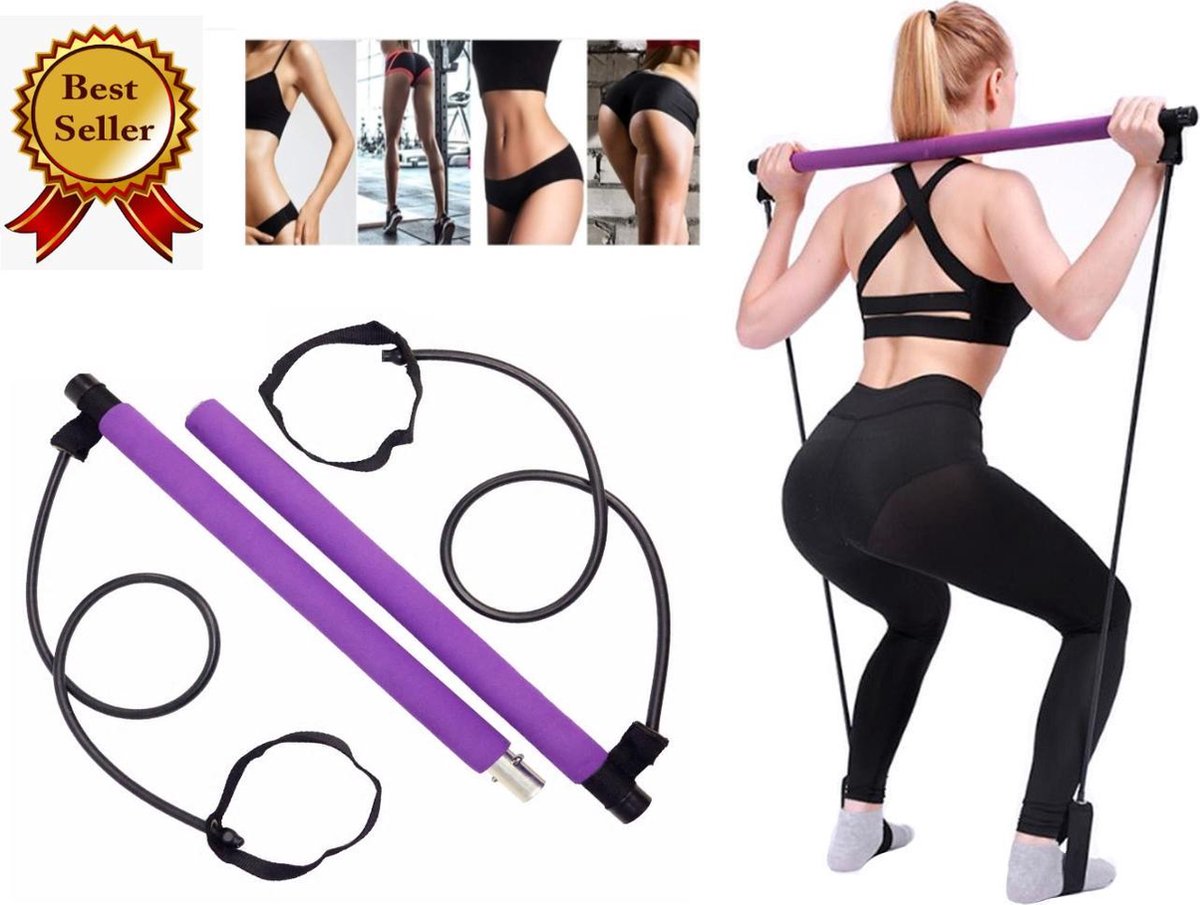 SemYes Pilates Stick - Fitness Elastiek - Professionele Fitness Bar - Pilates bar - Weerstandsbanden - Yoga stok - Thuis Fitness - Squat