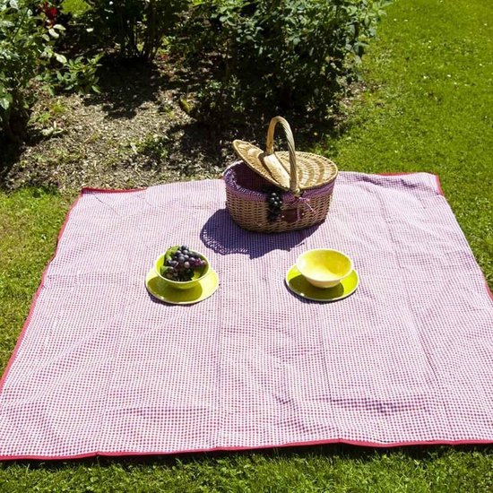 Katoenen Picknickkleed met Rode Ruitjes en Waterbestendige Onderkant - Les Jardins de la Comtesse