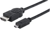 Manhattan HDMI Aansluitkabel HDMI-A stekker, HDMI-micro-D stekker 2.00 m Zwart 324427-CG Ultra HD-HDMI HDMI-kabel