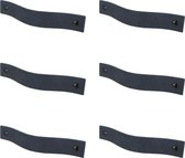 6x leren handgrepen 'platte greep' - maat M (19 x 2,5 cm) - NAVY - incl. 3 kleuren schroefjes (handgreepjes - leren grepen - greepjes - leren lusjes)