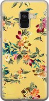 Samsung A8 (2018) hoesje siliconen - Floral days | Samsung Galaxy A8 (2018) case | geel | TPU backcover transparant