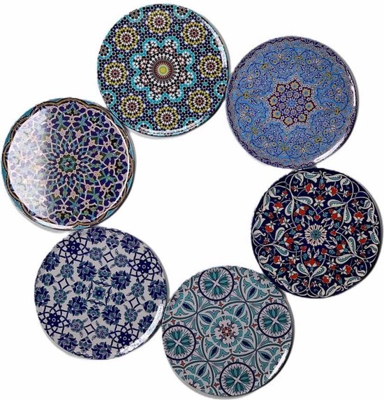 Onderzetters voor glazen - Onderzetters Set van 6 - Bohemian - Mandala design | bol.com