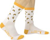 Snelle Sokken - Vrolijke Fietssokken- Bananen print - Wit/geel - Maat 39-45