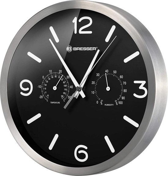 Horloge Murale Bresser Mytime 25 Cm Aluminium Zwart