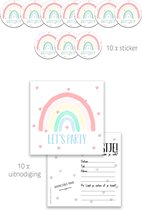 uitnodiging kinderfeest regenboog - rainbow - regenboog - stickers - 10 st