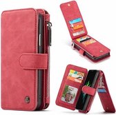 CaseMe - iPhone XR hoesje - Wallet Book Case met Ritssluiting - Rood