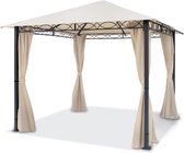 Tuinpaviljoen 3x3 m ca. 220 g/m² dakzeil waterdicht premium paviljoen met 4 zijwanden tuintent in crème partytent