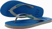 Waves teen slippers unisex blauw - grijs maat 42 vegan duurzaam fair rubber flip flops