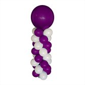 Balloon Tower Kit, compleet pakket met basiskleur wit en accentkleur paars