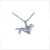 Teckel Ruwhaar Pup (mini) Hanger -merk COOLDOG™ in massief Zilver * inclusief ketting