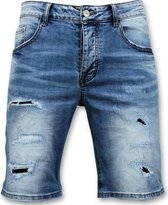 Korte Broek Heren - Gescheurde Jeans Short - 9086 - Blauw