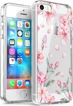iMoshion Hoesje Siliconen Geschikt voor iPhone 5 / 5s / SE (2016) - iMoshion Design hoesje - Roze / Transparant / Blossom Watercolor