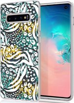 iMoshion Design voor de Samsung Galaxy S10 hoesje - Jungle - Wit / Zwart Groen