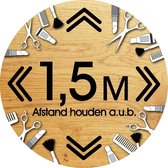 Kappers- schoonheidsspecialisten afstand houden, 1,5 meter vloerstickers rond Ø 30 cm. Corona / COVID-19