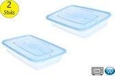 Cosy & Trendy Voedsel-Voorraaddoos set van 2 stuks blauw -magnetron bakjes met deksel - prep meal bakjes - plastic bakjes met deksel