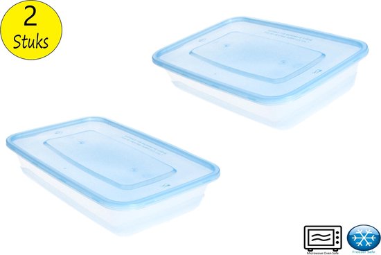 Cosy & Trendy Voedsel-Voorraaddoos set van 2 stuks blauw -magnetron bakjes  met deksel... | bol.com