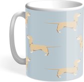 Hound & Herringbone - Cream Teckel Mok - Cream Dachshund Mug