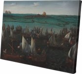 Gevecht tussen Hollandse en Spaanse schepen op het Haarlemmermeer | Hendrik Cornelisz. Vroom | in of na 1629 | 150Cm x 100CM | Canvas | Foto op canvas | Oude meesters