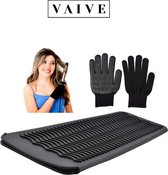 Professionele Hittebestendige Mat Zwart + Gratis Heat Protection Handschoenen - Stijltang Krultang – Hittebestendig - Styling – Haaraccessoires Vrouwen - Haar Accessoires