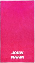 Strandlaken met naam fuchsia roze 100x200cm