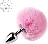 New Age Devi - Bunny Tail - Sexy Konijnen staart - Butt Plug - Fluffy -Playful Sex Toys - Zilver - Roze