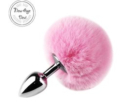 New Age Devi - Bunny Tail - Sexy Konijnen staart - Butt Plug - Fluffy -Playful Sex Toys - Zilver - Roze
