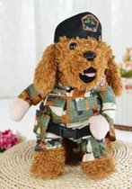 Carnavalspak voor de hond als soldaat gele camouflage