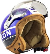 SOXON SP-326 PLUS Blauw jethelm XL 61-62cm hoofdomtrek, met vizier, motorhelm, scooterhelm, open jet helm voor dames, heren voor motor en scooter