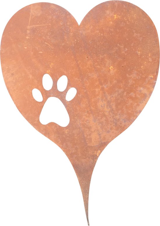 Marys Metals - gedenkartikel - hart met pootafdruk - overleden hond of kat - herdenken - aandenken - graf