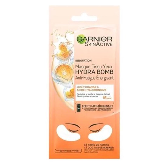 Garnier Skinactive Face Sheet Oogmasker - Sinaasappelsap en Hyaluronzuur - 20 stuks - Voordeelverpakking