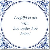 Tegeltje met hangertje - Leeftijd is als wijn, hoe ouder hoe beter!