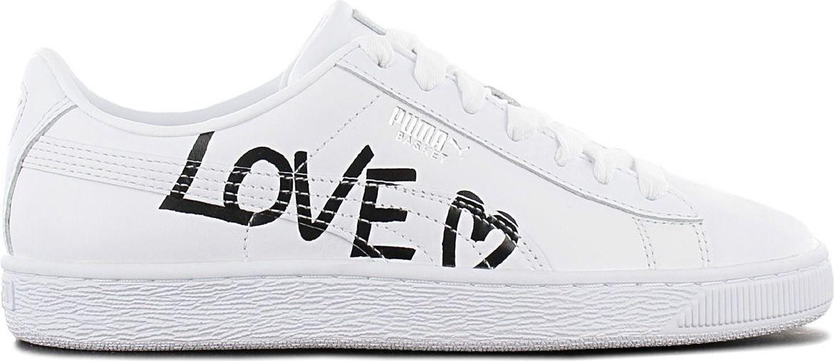 PUMA Basket Classic Hand Written Dames Sneakers Casual schoenen  Sportschoenen Leer Wit 370189-01 - Schoenen.nl
