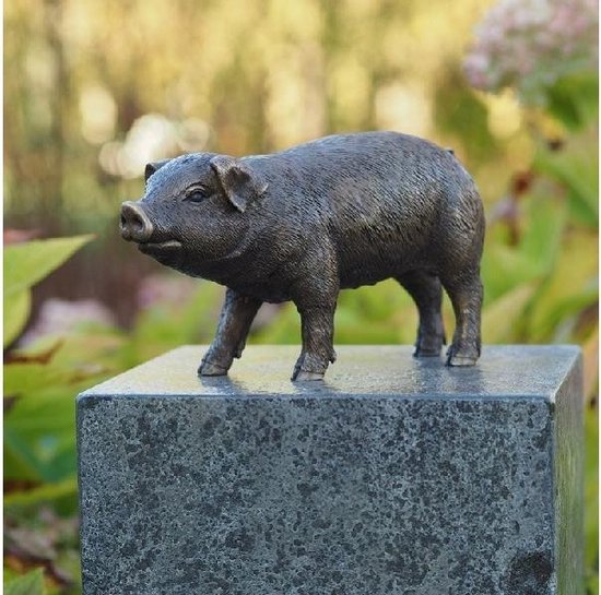 Bronzen tuinbeeld varken